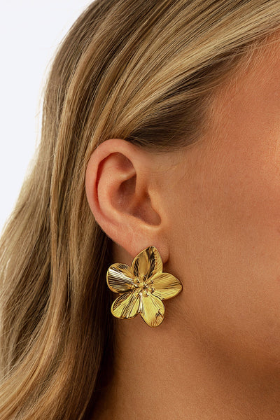 Gold-Tone Flower Stud Earrings