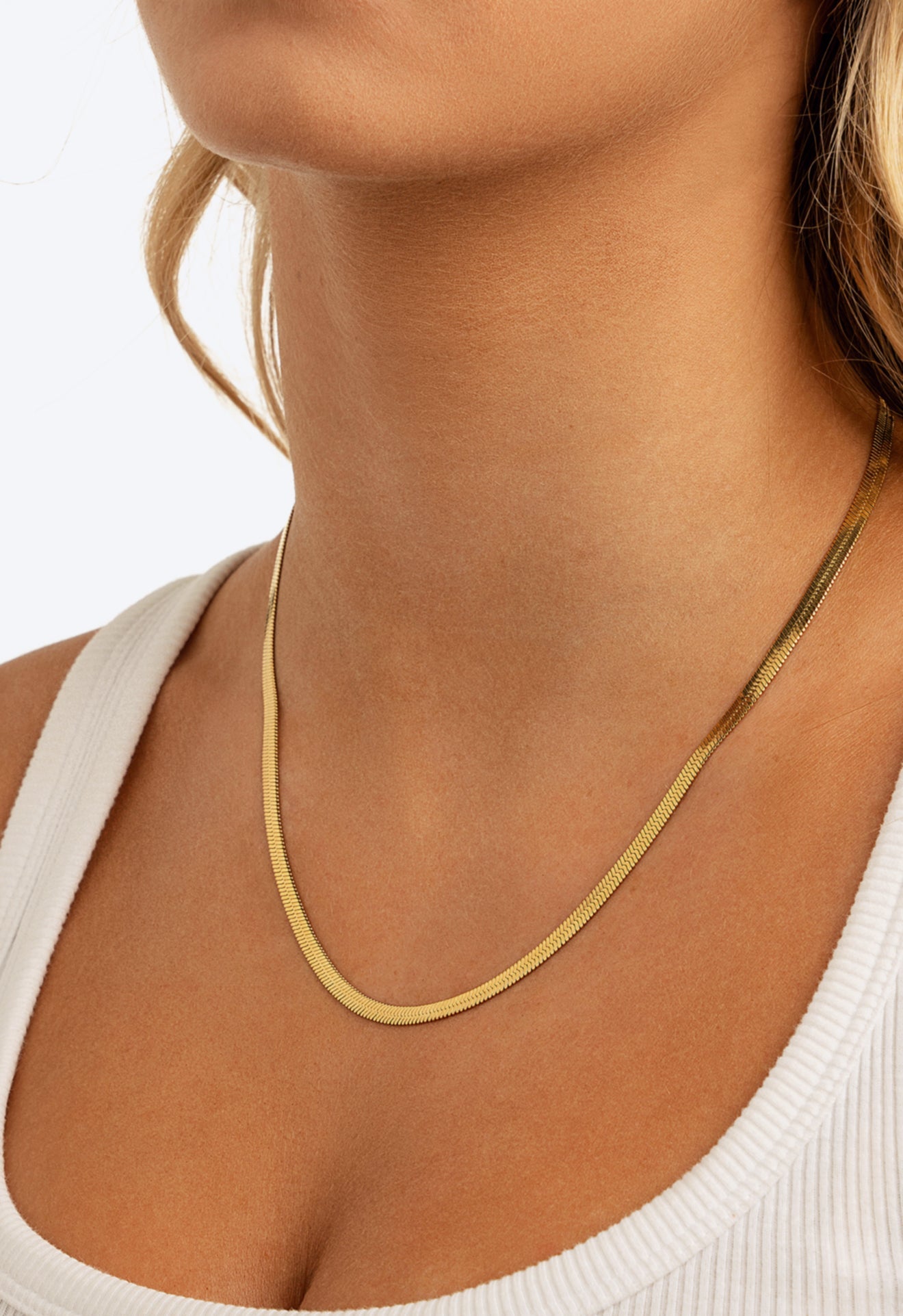 Gold-Tone Flat Snake Chain Necklace