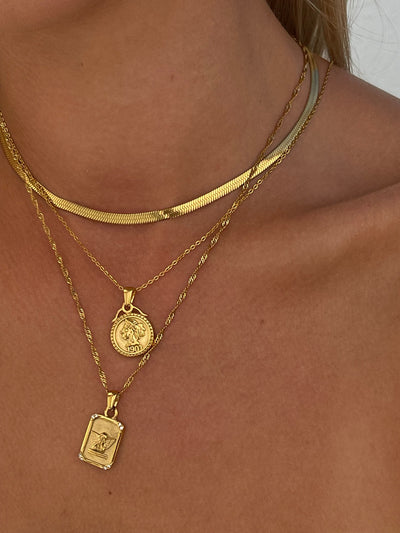 Gold-Tone Flat Snake Chain Necklace