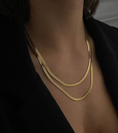 Gold-Tone Flat Snake Chain Necklace