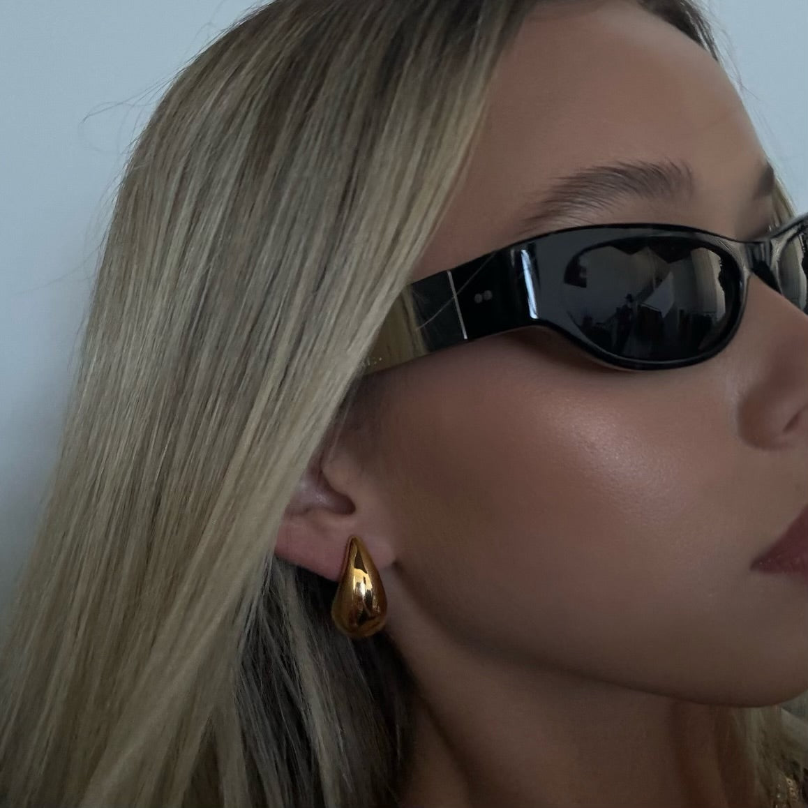 Teardrop Stud Earrings with Polished Finish