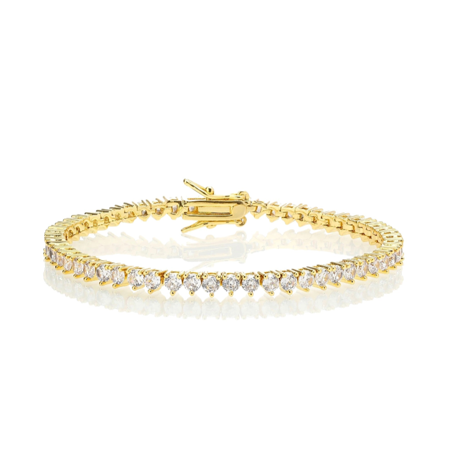 Gold-Tone Tennis Bracelet with Cubic Zirconia Stones