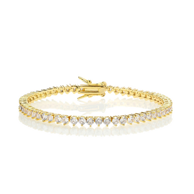 Gold-Tone Tennis Bracelet with Cubic Zirconia Stones