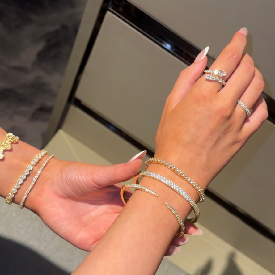 Gold-Tone Tennis Bracelet with Cubic Zirconia Stones