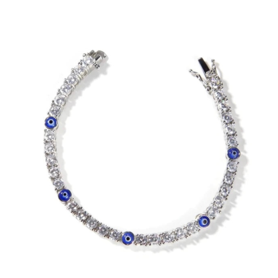 Gold-Tone Evil Eye Bracelet with Cubic Zirconia Accents