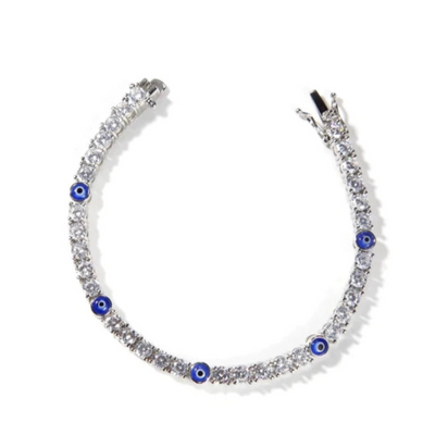 Gold-Tone Evil Eye Bracelet with Cubic Zirconia Accents
