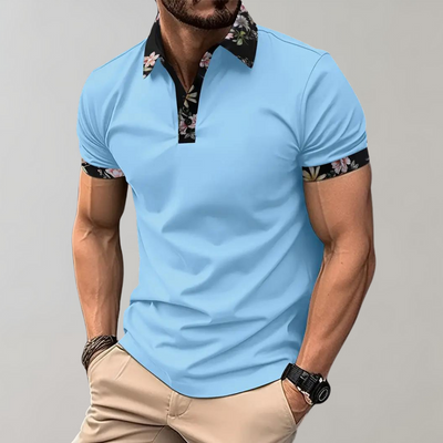 James | Summer Polo Shirt with Floral Trim