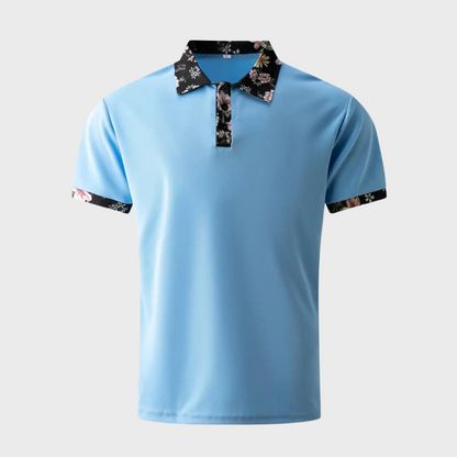 James | Summer Polo Shirt with Floral Trim