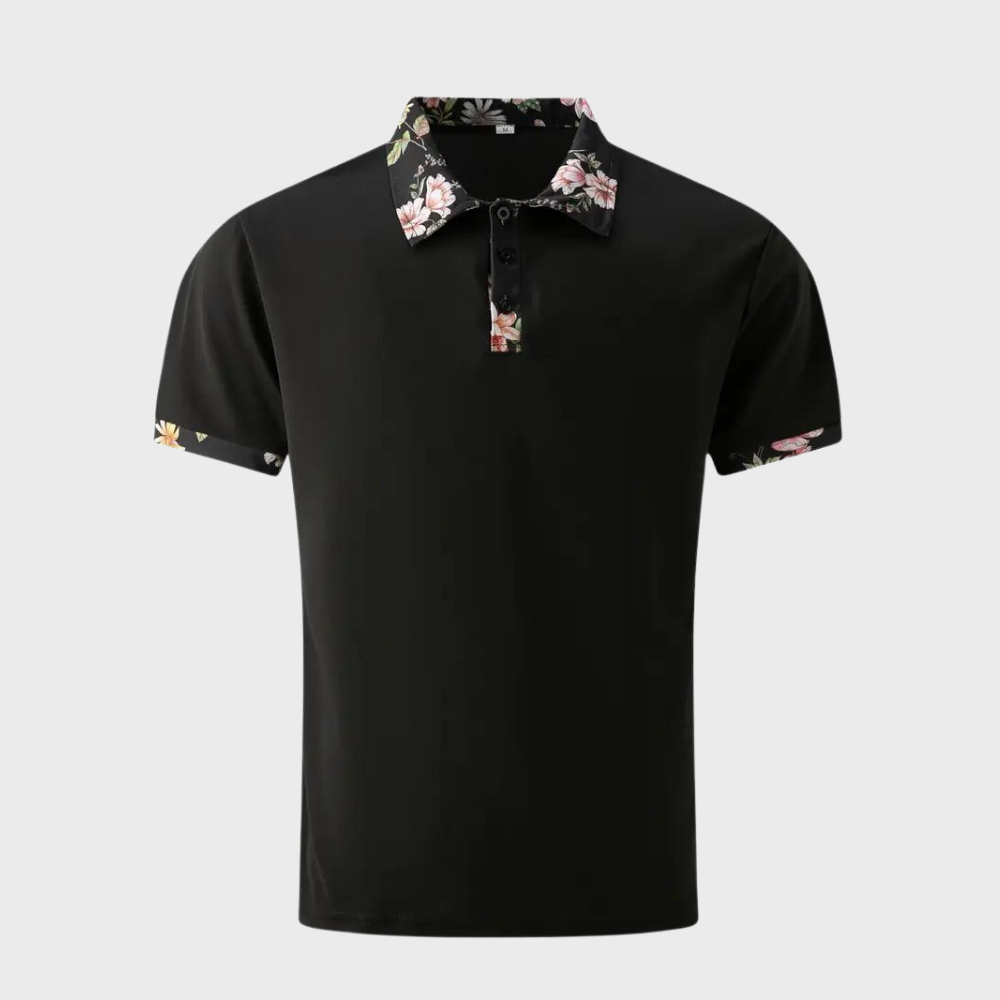 James | Summer Polo Shirt with Floral Trim