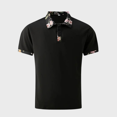 James | Summer Polo Shirt with Floral Trim