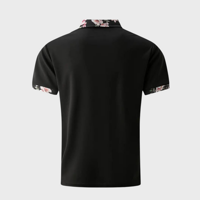 James | Summer Polo Shirt with Floral Trim