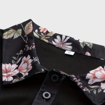 James | Summer Polo Shirt with Floral Trim