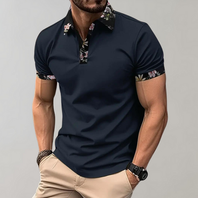 James | Summer Polo Shirt with Floral Trim