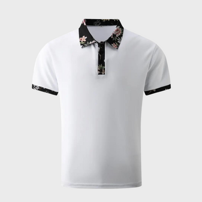 James | Summer Polo Shirt with Floral Trim