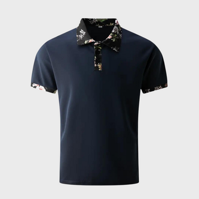 James | Summer Polo Shirt with Floral Trim