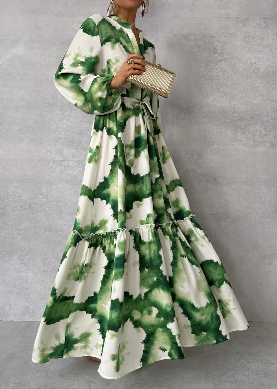 Olivia | V-Neck Maxi Dress with Summer Prints