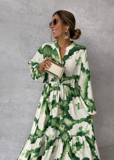 Olivia | V-Neck Maxi Dress with Summer Prints