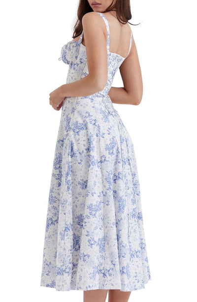 Grace | Floral Bustier Summer Dress with Side Slit