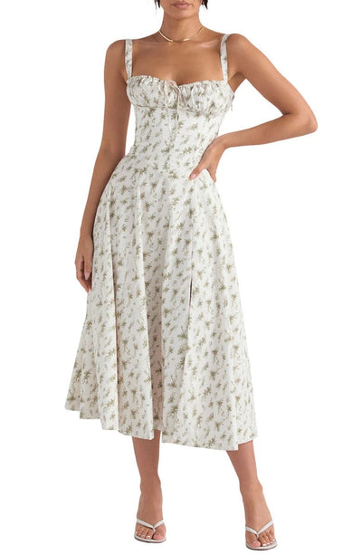 Grace | Floral Bustier Summer Dress with Side Slit