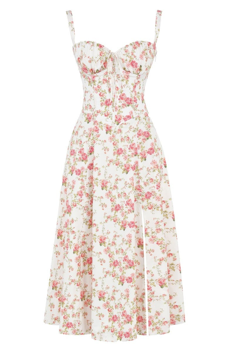 Grace | Floral Bustier Summer Dress with Side Slit