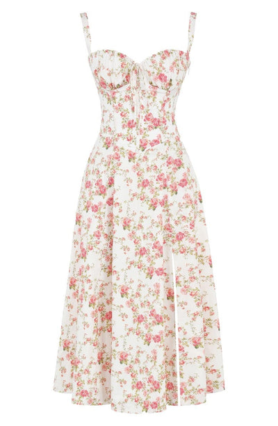 Grace | Floral Bustier Summer Dress with Side Slit