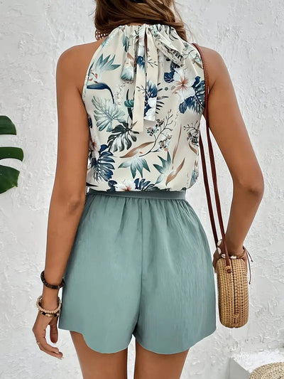 Emily | Summer Halter Top with Floral Print