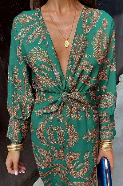 Amelia | Summer Printed Maxi Dress with V-Neck