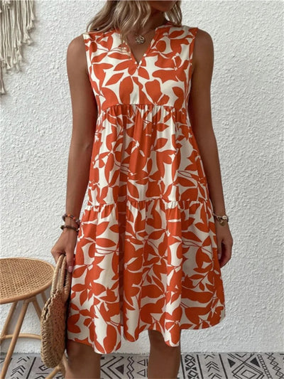 Sleeveless Floral Mini Sundress with V-Neck