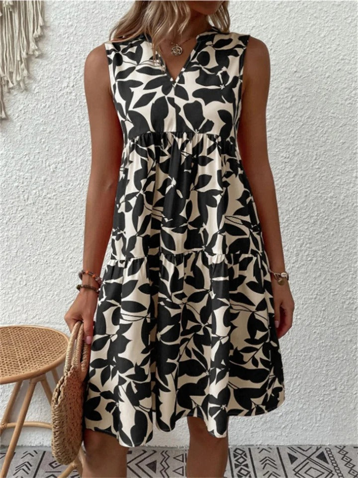 Sleeveless Floral Mini Sundress with V-Neck