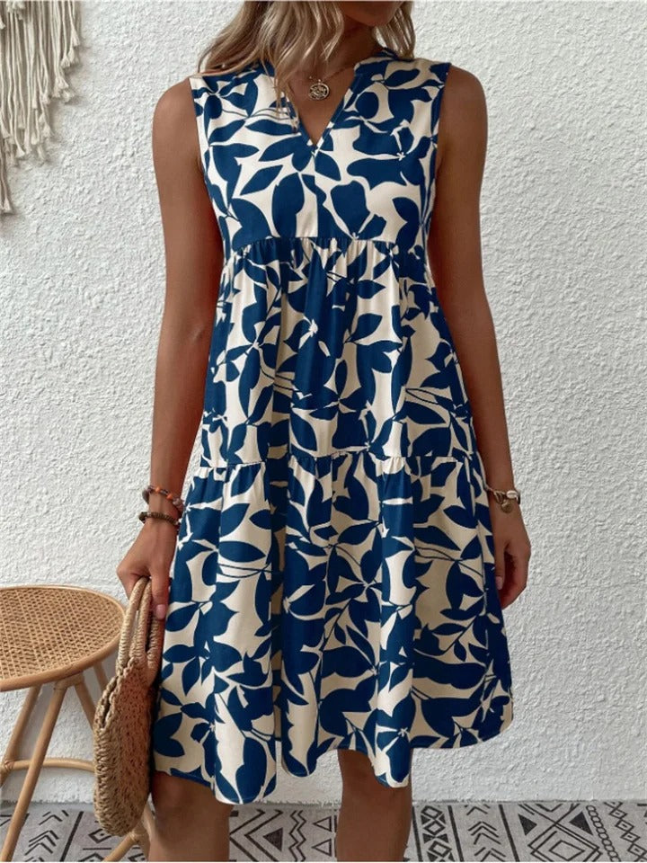 Sleeveless Floral Mini Sundress with V-Neck