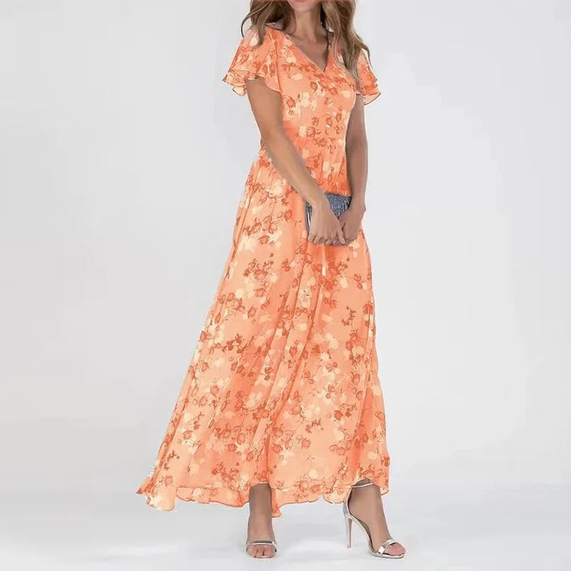 Cherry | Summer Floral Elegant Maxi Dress