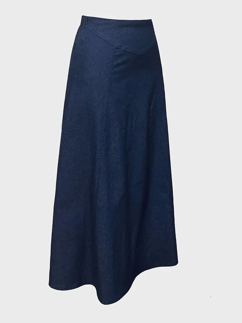 Women's Summer A-Line Denim Maxi Skirt