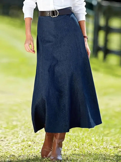 Women's Summer A-Line Denim Maxi Skirt